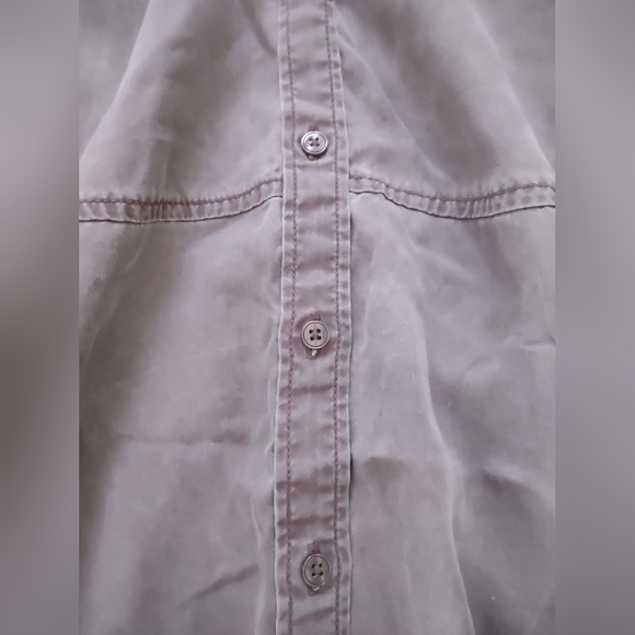 Express powder purple button denim cut shoulder shift mini dress - Picture 5 of 5